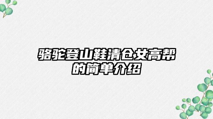 駱駝登山鞋清倉(cāng)女高幫的簡(jiǎn)單介紹